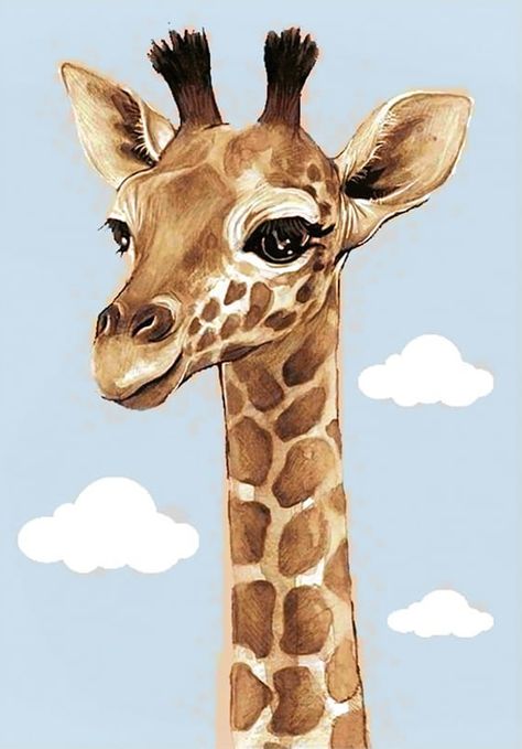 Animal Love Quotes, Golden Retriever Baby, Cute Animals With Funny Captions, Easy Animal Drawings, Cartoon Giraffe, Animals Watercolor, Funny Paintings, Baby Painting, Cute Animal Illustration