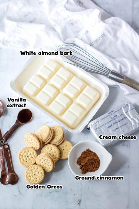 Snickerdoodle Truffles ingredients Snickerdoodle Cake Pops, Snickerdoodle Truffles, Oreo Cookie Truffles, Snickerdoodle Cake, No Bake Truffles, Cake Pop Recipe Easy, Cookie Truffles, Easy Truffles, White Almond Bark