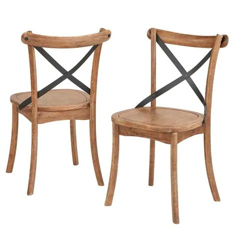 Simple Living Constance X-Back Dining Chairs (Set of 2) - On Sale - Bed Bath & Beyond - 12378413 Cross Back Dining Chairs, Parisian Bistro, Driftwood Finish, Crossback Chairs, Rustic Chair, Extension Table, Dining Chairs Set, Metal Cross, Wood Crosses