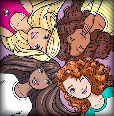 Barbie and friends artwork | by TheCollectorF Four Barbie Friends, Barbie With Her Friends, 5 Barbie Friends, Four Friends Cartoon, Barbie Friends Cartoon, 4 Best Friends Cartoon, Four Best Friends Drawing, 4 Best Friends Drawing, 3 Barbie Friends