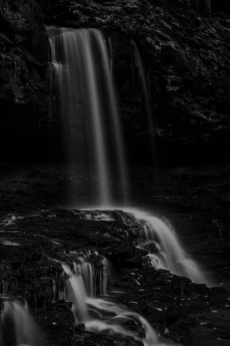 Haileycore Aesthetic, Dark Waterfall, Dramatic Landscape, Waterfall Wallpaper, Dream Photography, Dark Paradise, Black Water, Black And White Aesthetic, Cover Pics