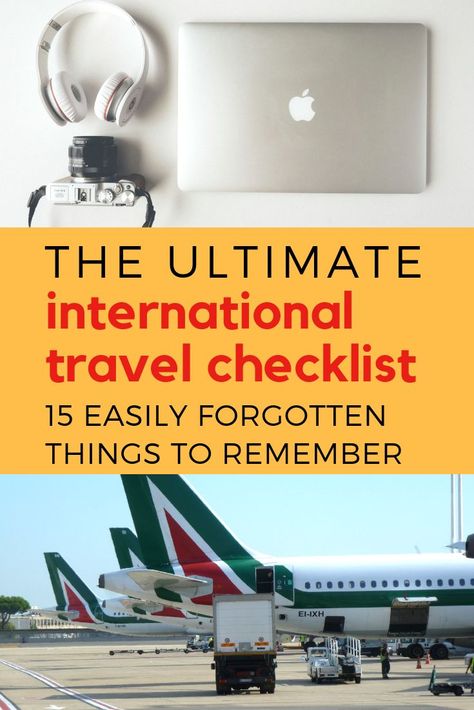 Here's the ultimate international travel checklist for any destination. These 15 travel tips are crucial for what to bring and what to think about when packing. You won't want to leave behind these easily forgotten travel essentials before you fly! This checklist covers things you'll need for a long flight as well as things you'll need to know before leaving the country. #travellist #travelchecklist #internationaltravel #packinglist #travelguide International Travel Checklist, Easily Forgotten, What To Think About, Leaving The Country, Travel Life Hacks, Travel Secrets, Visit Places, Long Flight, Airport Travel