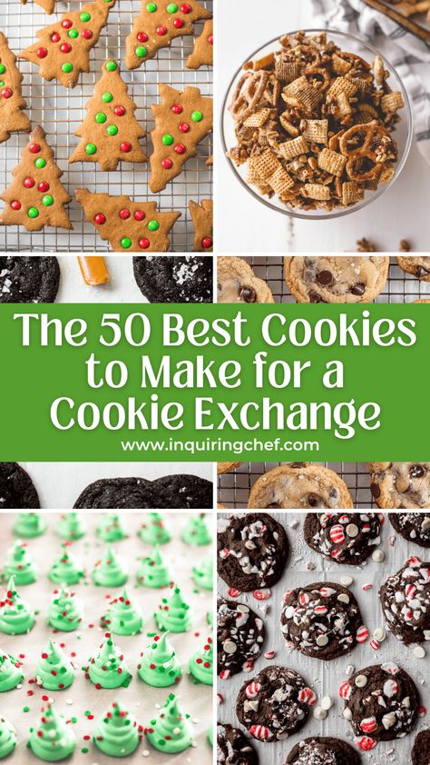 Planning on attending a cookie exchange this year? Here are 50 of the best cookies to make for a cookie exchange. Everything from easy to more impressive cookies and alternative ideas if you want to make something other than cookies. #cookies #baking #Christmascookies #cookierecipe #makewithkids #cookieexchange Impressive Cookies, Cookies For A Cookie Exchange, Easy Christmas Cookies Decorating, Christmas Cookie Swap Party, Peppermint Brownie Cookies, Cookie Swap Recipes, Cookie Swap Party, Oatmeal Cookie Bars, Christmas Cookie Swap