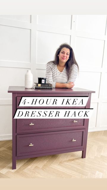 Kristen - design | DIY | reno project mgmt on Instagram: "You asked for it! So here’s the tutorial on how I made over my @ikeacanada HEMNES dresser for my tv segment! #ikea #ikeahack #ikeahacks #beforeandafter #behr" Refurbished Ikea Hemnes Dresser, Hemnes Hacks Ikea, Ikea Björksnäs Dresser Hack, Ikea Dresser Hack Hemnes, Songesand Dresser Hack, Ikea Hemnes 3 Drawer Dresser, Ikea Hemnes Diy, Chest Of Drawers Makeover Diy, Ikea Hemnes Dresser Hack