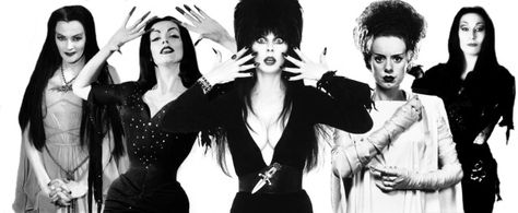 Lily Munster, Vampira, Elvira, the Bride of Frankenstein, and Morticia Addams - queens of horror. movies TV Addams Family Munsters Halloween banner art wallpaper background Witchy Fb Cover Photos, Spooky Cover Photo, Witchy Cover Photos Facebook, Witchy Facebook Cover Photos, Halloween Fb Cover Photos, Halloween Facebook Cover Photos, Fall Facebook Cover Photos, Halloween Cover Photos, Halloween Facebook Cover