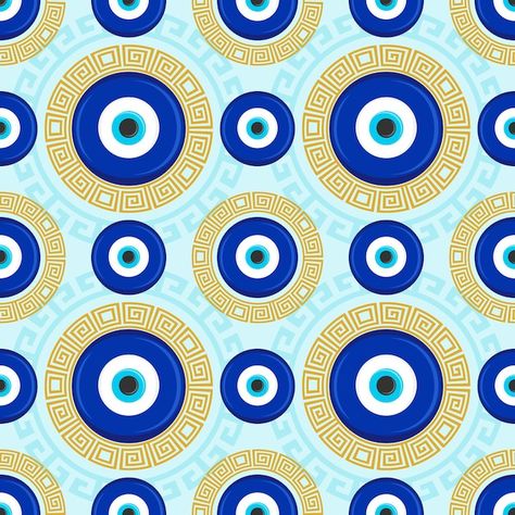 Premium Vector | Evil eye ethnic pattern. mystic greek blue amulet. turkish traditional print. symbol of ptotection. vector seamless background. Blue Amulet, Space Png, Evil Eye Art, Greek Blue, Symbole Protection, Protection Symbols, Background Clipart, Hand Drawn Vector Illustrations, Turkish Traditional