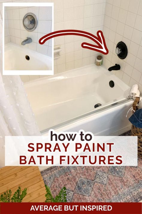 Learn how to spray paint a faucet or spray paint bath fixtures with a LASTING finish! The secret is in the prep and type of spray paint used. This actually works and lasts! Painted Bath Tub Diy, Painted Tub Bathtubs, Can You Paint A Bathtub, Can You Spray Paint Faucets, Tub Update Diy, Painting Bath Tub, Spray Paint Fixtures, Paint A Tub, Paint Bathroom Sink