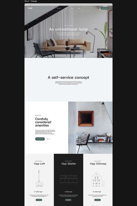 Vipp Hotel - Website on Behance Design De Configuration, Hotel Website Design, 블로그 디자인, Simple Website Design, Unique Website Design, Modern Website Design, Webdesign Inspiration, Dropshipping Store, Professional Web Design