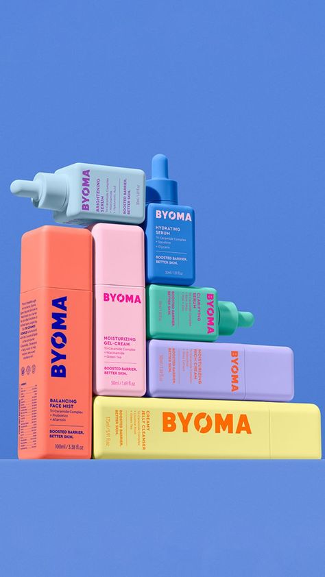 Byoma Skincare, Skincare Package, Skincare Branding, Skincare Products Photography, Beauty App, Cosmetic Packaging Design, Skincare Packaging, Skin Care Packaging, Branding Design Packaging