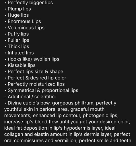 Big Lip Subliminal, Perfect Lips Affirmations, Big Lip Affirmations, Affirmation For Slim Waist, Lip Affirmations, Big Lips Affirmations, Lips Affirmations, Big Lips Aesthetic, Cupids Bow Lips