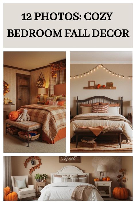 12 Photos: Cozy Bedroom Fall Decor Boys Space Bedroom, Bedroom Fall Decor, Fall Bedroom Ideas, Earthy Elements, Boys Shared Bedroom, Plaid Curtains, Cozy Fall Bedroom, Trending Ideas, Tapestry Bedroom