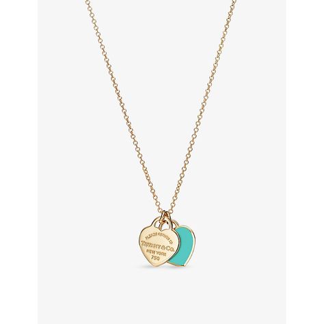 Find TIFFANY & CO. Return To Tiffany Double Heart Tag Extra-large 18ct Yellow- And Enamel Pendant Necklace on Editorialist. Tiffany & Co.'s Return to Tiffany collection is inspired by the jeweller's iconic key ring first introduced in '69. Now, for the Double Heart Tag pendant necklace, it's reinvented, but once again with that telltale tag suspended from a polished 18-carat yellow-gold belcher chain. Rather than trek all the way to New York City and take in the city sights, we suggest you save those precious air miles and present it to someone you love and never look back.Tiffany & Co. extra-large 18ct yellow-gold and enamel pendant necklace100% 18ct yellow goldEnamelSpring-ring clasp fasteningDouble Heart Tag at centre, polishedMade in USAChain type: belcher chainChain length: 41-46cm ad Tiffany Co Gold Necklace, Tiffany Gold Jewelry, Tiffany And Co Necklace Gold, Tiffany And Co Gold, Return To Tiffany Necklace, Unrealistic Wishlist, Heart Necklace Tiffany, Tiffany Gold, Tiffany And Co Jewelry