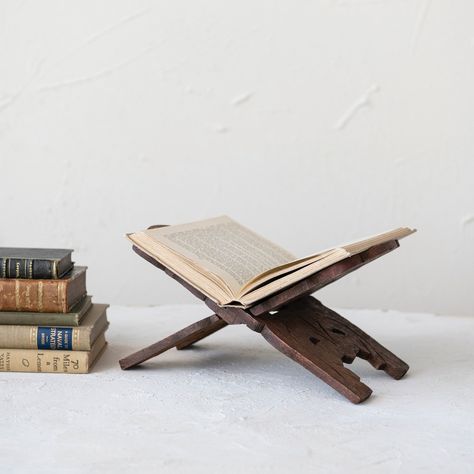 Reclaimed Wood Book Holder Wood Book Holder, Wood Book Stand, Rustic Books, Crown Decor, Favorite Cookbooks, Book Holder, Book Stand, Repurposed Wood, Wood Book