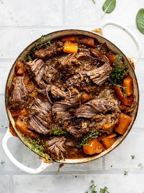 Cider Braised Pot Roast with Caramelized Onions and Cauliflower Rice Fall Dinner Recipes Make Ahead, Healthy Roast Recipes, Fall Dutch Oven Recipes, Fall Healthy Dinner Recipes, Healthy Pot Roast, Braised Pot Roast, Best Old Fashioned Recipe, Unique Food Recipes, Fall Comfort Food Recipes