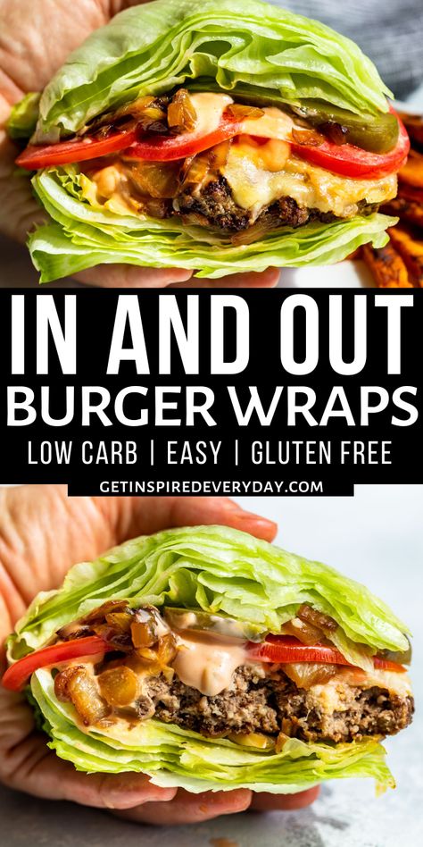 Burger Lettuce Wraps, Burger Wraps, Burger Lettuce, Lettuce Burgers, Lettuce Wrapped Burger, Tasty Burger, In And Out Burger, Oven Fries, Low Carb Easy