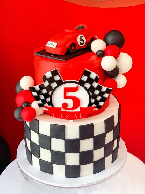 Race Car Birthday Party Ideas | Photo 12 of 27 | Catch My Party Car Birthday Party Ideas, Race Car Birthday Party Ideas, Car Cakes For Boys, Car Birthday Cake, Racing Cake, Cars Theme Cake, Race Car Cakes, Cars Birthday Party Decorations, 2nd Birthday Party For Boys