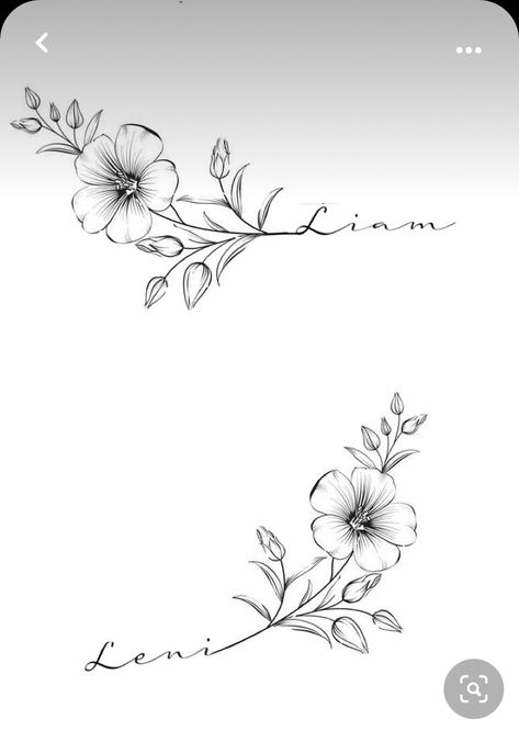 Name In A Flower Tattoo, Last Name With Flowers Tattoo, Fine Line Flower Name Tattoo, Flowers With Letters Tattoo, Name Tattoo With Flowers Around, Floral Name Tattoos For Women, Flower Vine Name Tattoo, Floral Tattoo Design With Name, Tattoos With Names And Flowers