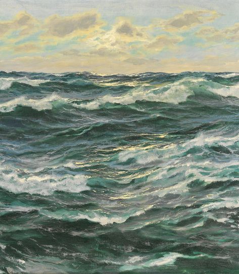 Patrick von Kalckreuth (1892-1970)  ~ Seascape  ~ Oil on Canvas (détail) Painting Waves, Sunset Seascape, Marine Painting, Water Drawing, Boat Art, Realism Painting, Sea Painting, Ocean Painting, Seascape Paintings