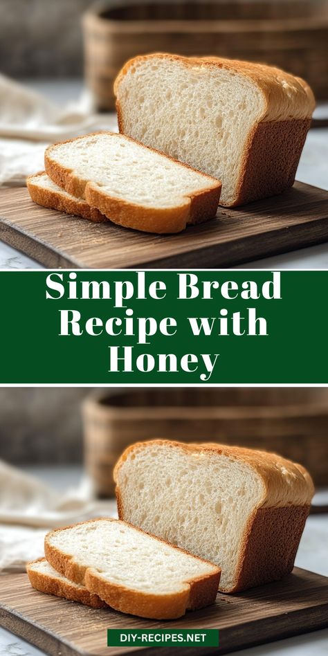 Try this simple bread recipe made with honey for a touch of sweetness. Easy to make and perfect for any meal! Bread With Honey Recipes, Bread Recipes Beginner, Easy Bread Recipes No Mixer, Homemade Honey Bread Recipes, Basic Bread Recipe Simple, Homemade Bread 1 Loaf, Clean Bread Recipe, Bread Recipes Instant Yeast, Homemade Bread Recipes Easy Simple