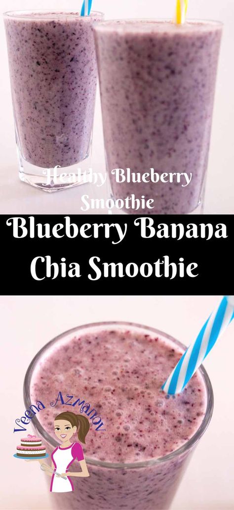 Banana Chia Smoothie, Blueberry Banana Smoothie Recipes, Chia Drink, Chia Smoothie, Health Meals, Chia Seed Smoothie, Blueberry Banana Smoothie, Keto Shakes, Seed Recipes