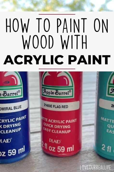 How To Paint Signs On Wood, How To Prep Wood For Painting, Painting On Wood Blocks, Painting Wood Cutouts, Unfinished Wood Square Craft Ideas, Painting Words On Wood, Wood And Acrylic Projects, Painting On 2x4 Wood, Painting Furniture With Acrylic Paint