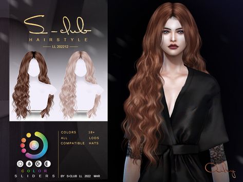 The Sims Resource - Wavy Long hairstyle(Ailey II) by S-Club Sims 4 Curly Hair, Wavy Long Hair, Die Sims 4, Mod Hair, Pelo Sims, Long Hairstyle, Sims 4 Dresses, Sims Four, Sims4 Clothes