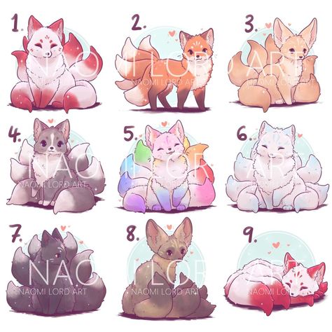 Cute Kitsune, Naomi Lord, Cute Fox Drawing, Cute Kawaii Animals, Mythical Animal, Cute Fantasy Creatures, Cute Animal Drawings Kawaii, Fantasy Creatures Art, Cute Kawaii Drawings