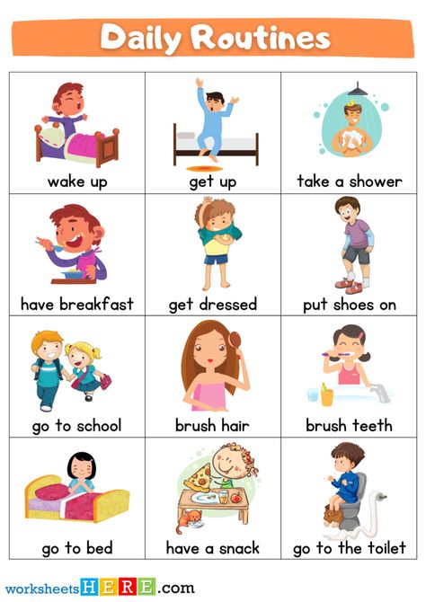 brush Daily Routine Pictures For Kids, Daily Routine Worksheet For Kids, My Daily Routine Worksheet, Daily Routine Pictures, Daily Routine Flashcards, Face Routine Daily, Daily Routine For Kids, Routines For Kids, Toddler Morning Routine