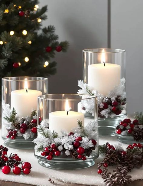 Christmas Decor Simple Ideas, Diy Christmas Balls Decorations, Christmas Decor Ideas Table Top, Holiday Decorations Ideas, Diy Christmas Candles Decorations, Fyi Christmas Decorations, Christmas Home Made Decorations, Diy Christmas Centrepiece, Cheap Christmas Centerpieces Diy