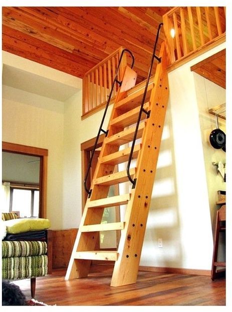 Stairways To Lofts, Retractable Loft Ladders, Loft Ladder Ideas, Loft Stairs Ideas, Loft Conversion Stairs, Ship Ladder, Loft Railing, Ladder Stairs, Cabin Loft