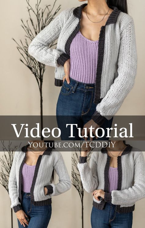 Crochet Jacket With Collar, Crochet Jacket With Pockets, Crochet Blazer Pattern, Jacket Crochet Pattern Free, How To Crochet A Collar On A Cardigan, Crochet Cardigan With Collar, Crochet Cardigan Collar, Crochet Blazer, Blazer Pattern