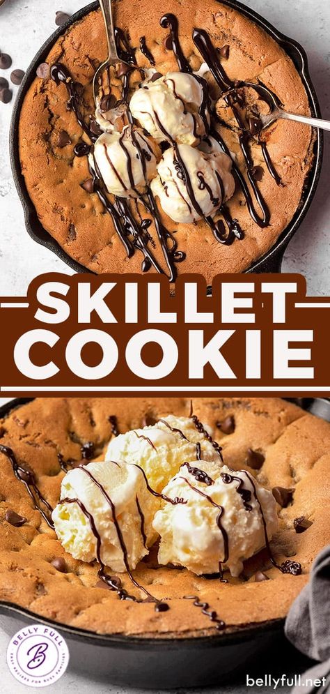 Sauce Pan Cookies, Cast Iron Skillet Cookie, Cookie Sundae, Chocolate Chip Skillet Cookie, Choco Chip Cookies, Skillet Chocolate Chip Cookie, Pan Cookies, Iron Recipes, Cookie Pizza