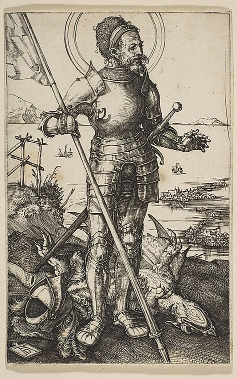 St. George Standing Albrecht Dürer (German, Nuremberg 1471–1528 Nuremberg) Date: n.d. Medium: Engraving John Chrysostom, Jan Van Eyck, Saint George's, Albrecht Dürer, Albrecht Durer, Hur Man Målar, Alphonse Mucha, Wow Art, Saint George