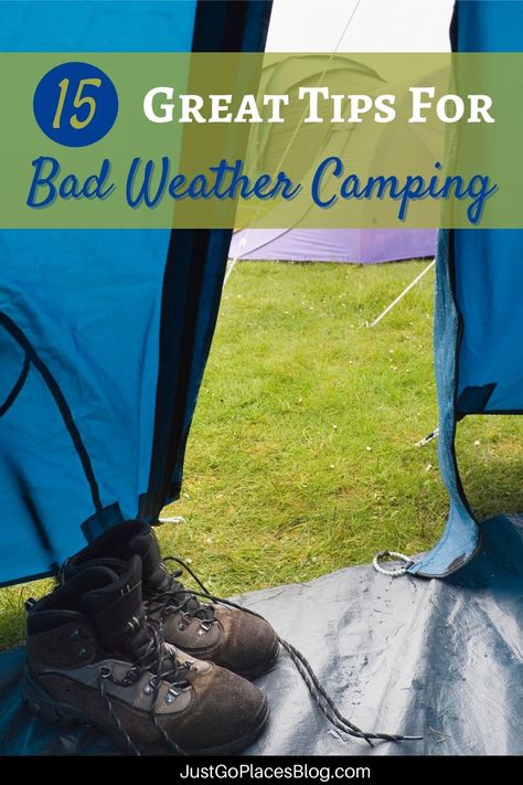 Looking for camping in the rain tips? We've got plenty of camping in the rain hacks thanks to our extended camping experiences in England. We've been camping in the rain with kids for years and have lots of camping tips and tricks, including camping tips for beginners. Stay dry in the rain and enjoy every minute of it! Or, you may find your kids want to throw on rain boots and embrace wet weather camping in all of its muddy glory. Wet camping doesn't have to rain on your (camping) parade! Cool Weather Camping, Raining Camping Hacks, Tips For Camping In The Rain, Tent Camping In The Rain Hacks, Rainy Camping Activities, Camping In Rain Hacks, Rain Camping Hacks, Rainy Camping Ideas, Tent Camping In The Rain