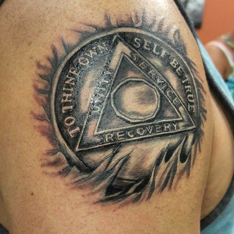 AA recovery tattoo Tattoos For Soberity, Aa Symbol Tattoo, Aa Tattoos Recovery Symbols, Aa Tattoos Symbols, Na Recovery Tattoos, Na Tattoos Recovery, Aa Tattoos Recovery, Recovery Tats For Women, Soberity Tattoos Recovery