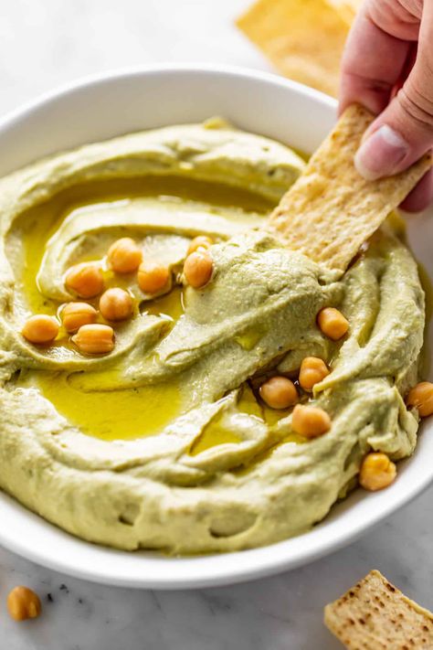 Avocado Hummus - Cafe Delites Cafe Delights, Avocado Hummus Recipe, Chicken Avocado Caprese, Homemade Hummus Recipe, Best Hummus Recipe, Keto Broccoli Cheese Soup, Hummus Recipe Homemade, Cafe Delites, Avocado Hummus