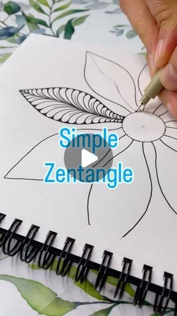 Zen Tangle Leaves, Zentagle Drawing Easy Step By Step, Thank You Art, Zentangle Flowers Step By Step, Zentangle Art Flowers, Zentangle Drawings Ideas, Zentangle Tutorial Step By Step, Zentangle Art Beginners, Flower Zentangle