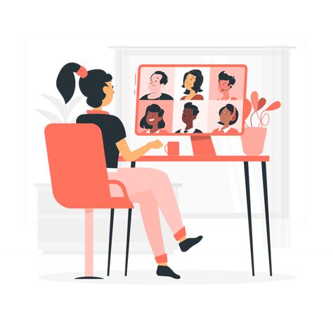 Online Meeting Illustration, Remote Work Illustration, Interview Illustration, Meeting Illustration, Class Illustration, Dog Logo Design, Online Meeting, Love Website, Remote Working