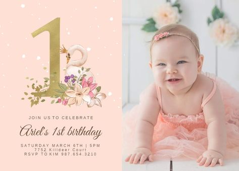 Baby Birthday Invitation Card, First Birthday Invitation Cards, Online Birthday Invitations, Create Birthday Invitations, Birthday Invitation Design, 1st Birthday Invitation Template, Birthday Invitation Card Template, Baby Birthday Invitations, Girls Birthday Party Themes