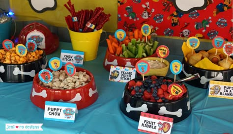 v paw patrol bday food dishes jeni ro designs Paw Patrol Party Food, Paw Patrol 3rd, Paw Patrol Birthday Ideas, Paw Patrol Party Ideas, 4de Verjaardag, Birthday Paw Patrol, Paw Patrol Birthday Theme, Paw Party, 3rd Birthday Ideas