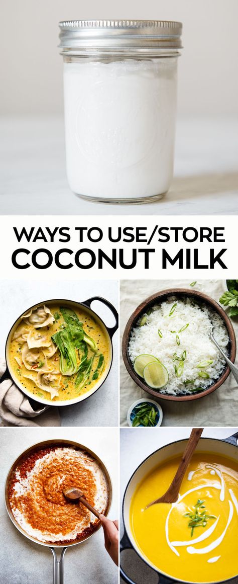 Have some coconut milk leftover from a recipe? Here's a guide on different ways to use that coconut milk Paleo Coconut Milk Recipes, What To Use Coconut Milk In, How To Use Up Coconut Milk, Coconut Milk Uses Recipes, Recipes Using Unsweetened Coconut Milk, Lite Coconut Milk Recipes, Uses For Coconut Milk Cooking, How To Use Coconut Milk Recipes, Canned Coconut Milk Recipes Dinners