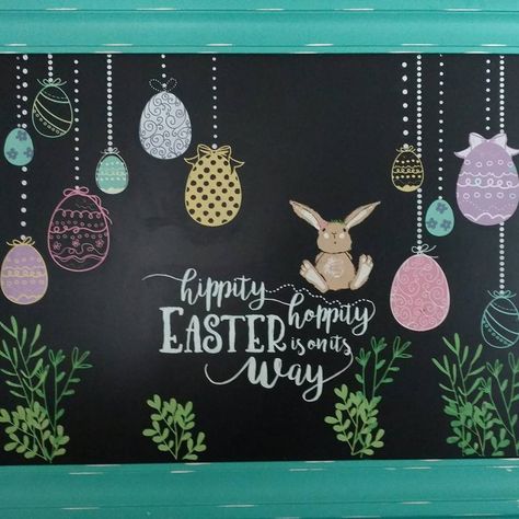 Easter Blackboard Ideas, Easter Chalkboard Ideas, Easter Chalk Art, Easter Chalkboard Art, Chalk Art Quotes, Spring Chalkboard Art, Spring Chalkboard, Easter Window, Chalkboard Projects