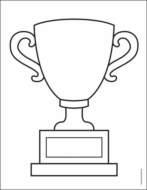 Trophy Drawing, Sports Day Decoration, Hockey Trophy, Trophy Craft, Trophy Art, World Cup Trophy, Waving Flag, Trophy Design, Drawing Tutorials For Kids