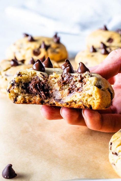 Jumbo Thick Chocolate Chip Cookies #chewy #chocolatechipcookies #cookies #chocolate #baking #cookieexchange #chewycookies #jumbo #homebaker #easy #cookiemonster Chocolate Chip Cookies Thick And Chewy, Mega Chocolate Chip Cookies, Jumbo Drop Cookies, Ultra Thick Bakery Style Chocolate Chip Cookies, Thick Chocolate Chunk Cookies, Extra Large Chocolate Chip Cookies, Thick Chewy Cookies, Thick And Chewy Chocolate Chip Cookies, Jumbo Cookie Recipe