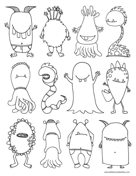 The kids will love this scary monster coloring page. Monster Coloring Pages, Monster Drawing, Monster Theme, Monster Party, Cute Monsters, Elementary Art, Teaching Art, Manga Drawing, Art Plastique