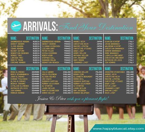 Wedding Seating Chart RUSH SERVICE Arrivals Airport Travel | Etsy | Seating chart wedding, Travel theme wedding, Wedding seating Aviation Wedding Theme, Airport Theme, Reception Poster, Airplane Wedding, Aviation Wedding, Gold World Map, Aviation Theme, Travel Party Theme, Travel Theme Wedding