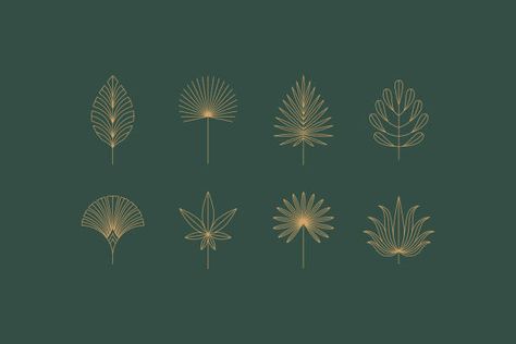 Palm Leaf Vector, Art Deco Background, Boho Icons, Art Deco Graphics, Art Deco Pictures, Art Deco Font, Golden Wallpaper, Leaf Vector, Art Deco Lines