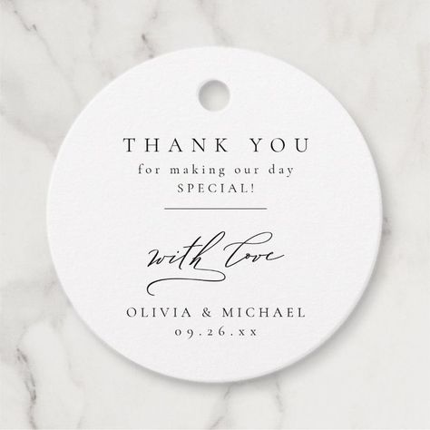 Simply Elegant Typography Modern Wedding Favor Tags  Zazzle Wedding Goodie Bags, Modern Wedding Favors, Font Simple, Wedding Favor Gift Tags, Gift Favors, Spring Summer Wedding, Black And White Minimalist, Minimalist Typography, 1st Communion