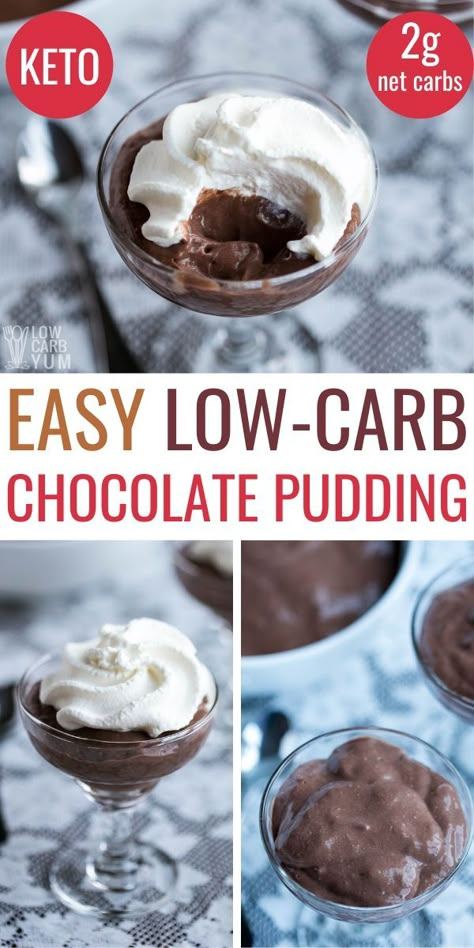 Keto Puddings, Low Carb Pudding, Keto Chocolate Pudding, Gf Sweets, Keto Pudding, Chocolate Pudding Recipe, Chocolate Pudding Recipes, Postre Keto, Butter Brownies