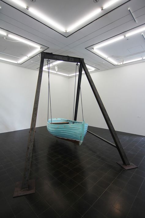 Hoch und Runter, 2014, installation view Hamburger Kunsthalle, Germany, courtesy alexander levy, Berlin Boat Art Installation, Kids Museum, Water Tanks, Old Boats, Water Collection, Boat Art, Wooden Boats, Bath House, Pin Board